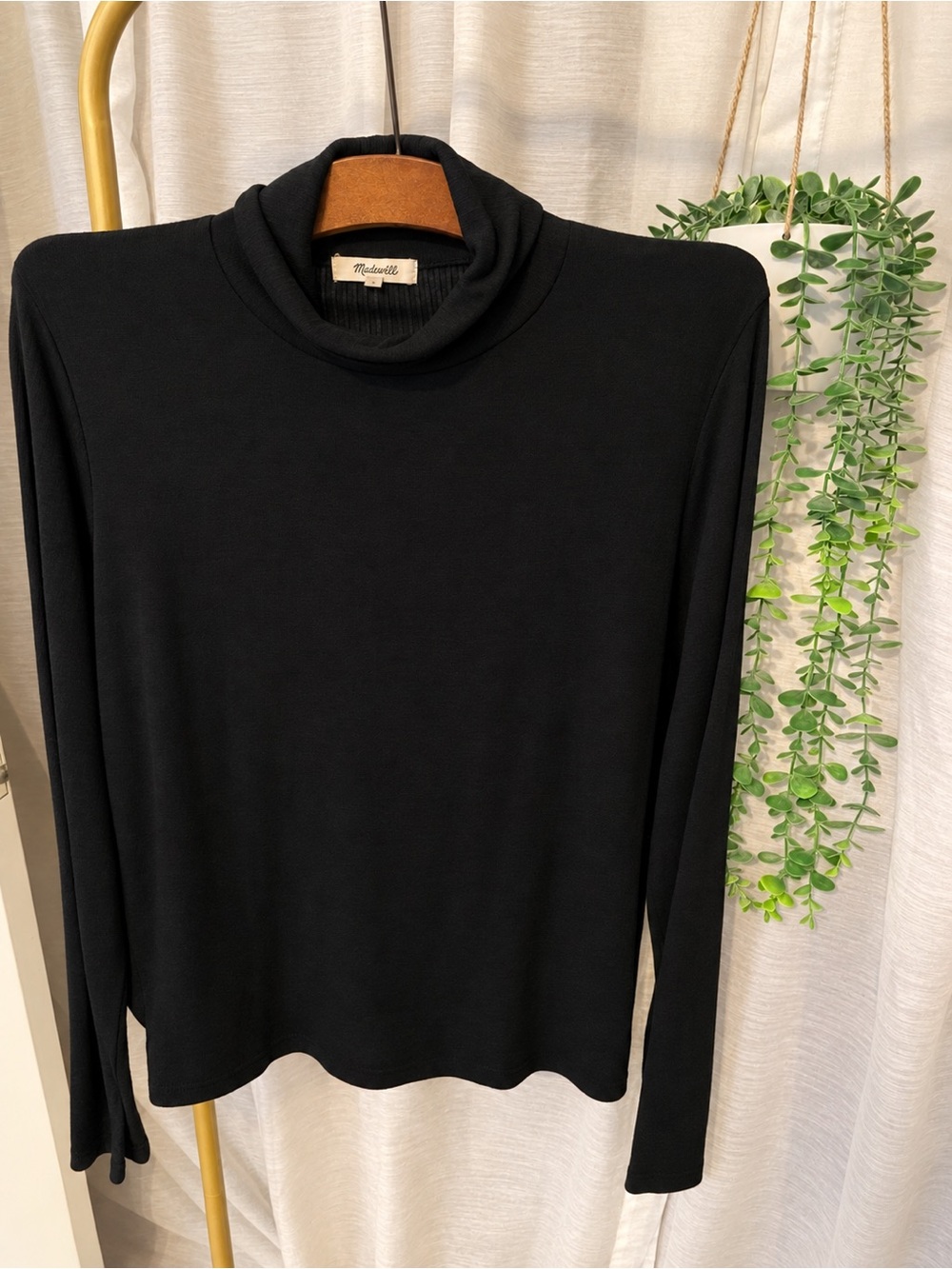 Madewell Black Long-Sleeve Turtleneck Top